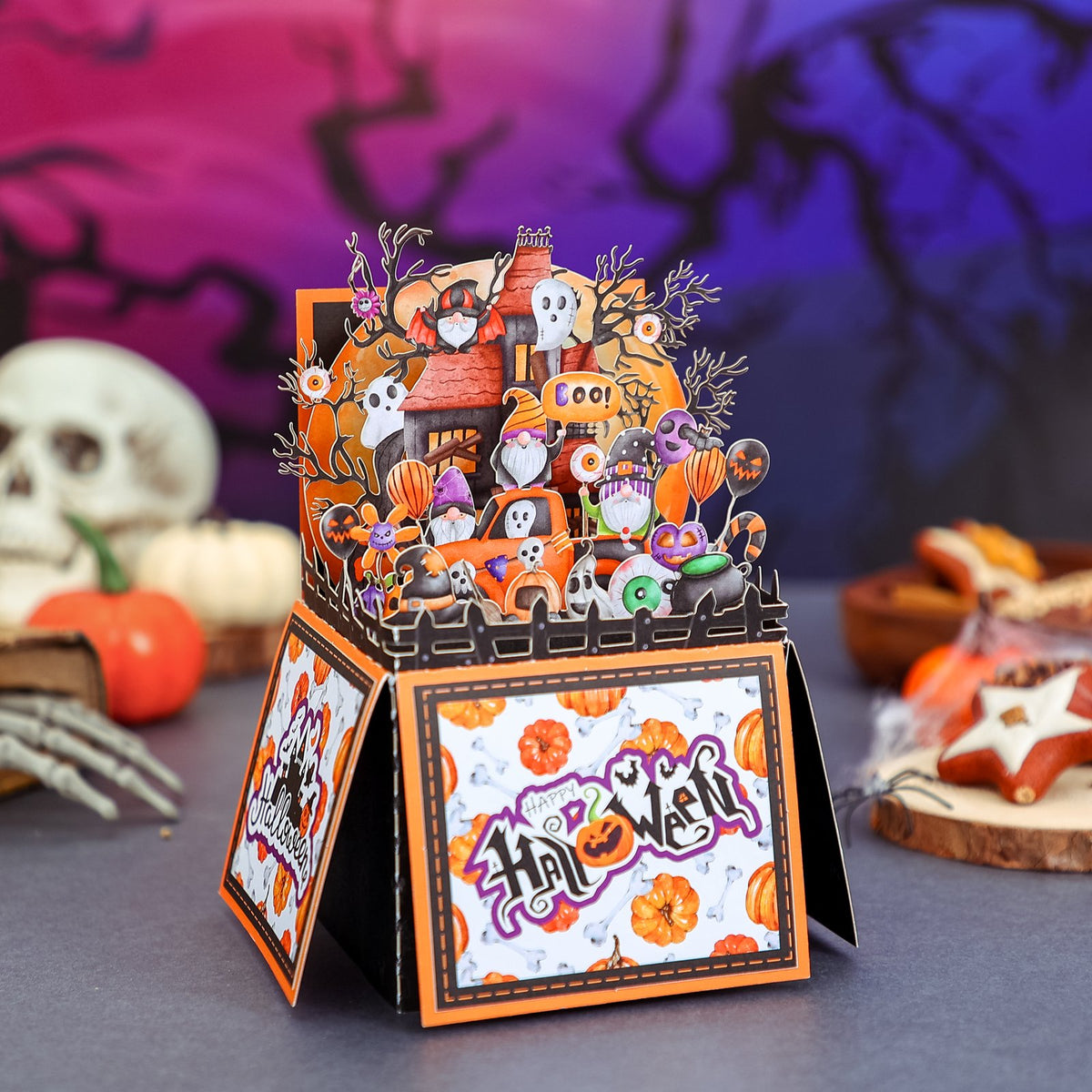 Halloween Gnome Box Orange Card