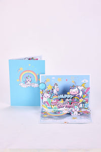 Blue Unicorn Birthday Greeting Card