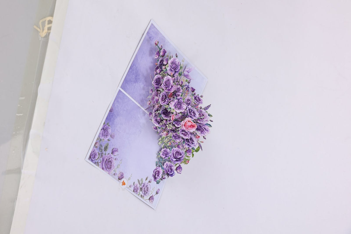 Purple Rose Branch 3D Pop Up Card