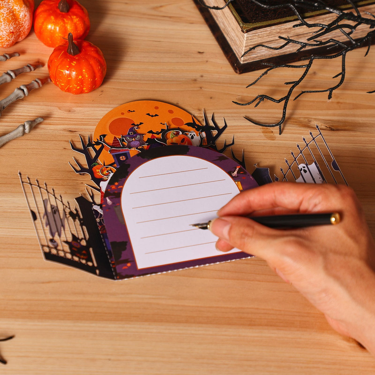 Double Door Halloween Haunted House Greeting Card