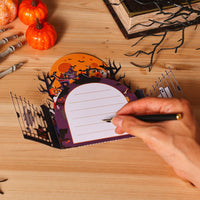 Double Door Halloween Haunted House Greeting Card