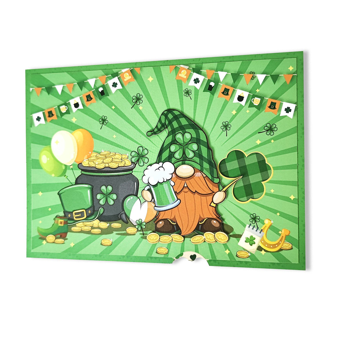 St. Patrick's Day Gnome Flip Pop Up Card