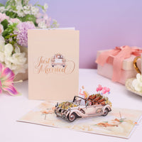 Wedding Vintage Car Flip Pop Up Card