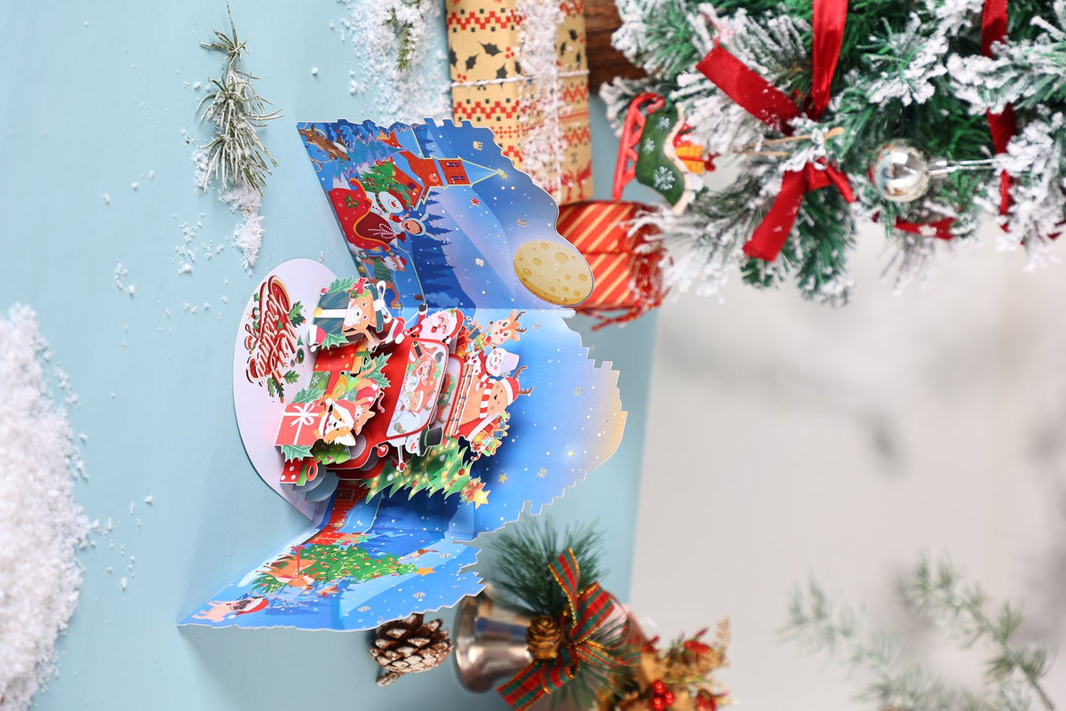 Christmas Cat Truck Double Door Pop Up Card