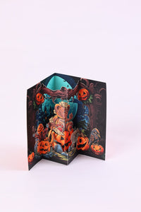 Halloween Pumpkin Bear Open Door 3D Pop Up Card