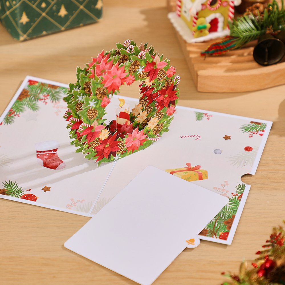 Double Wreath Christmas 3D Pop Up Card