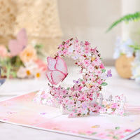 Pink Butterfly Crescent Moon 3D Pop Up Card