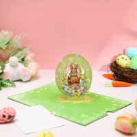 Green Bunny Easter Egg Flip Pop Up Card