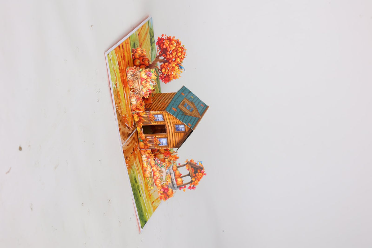 Orange Halloween Haunted House Flip Pop Up Card