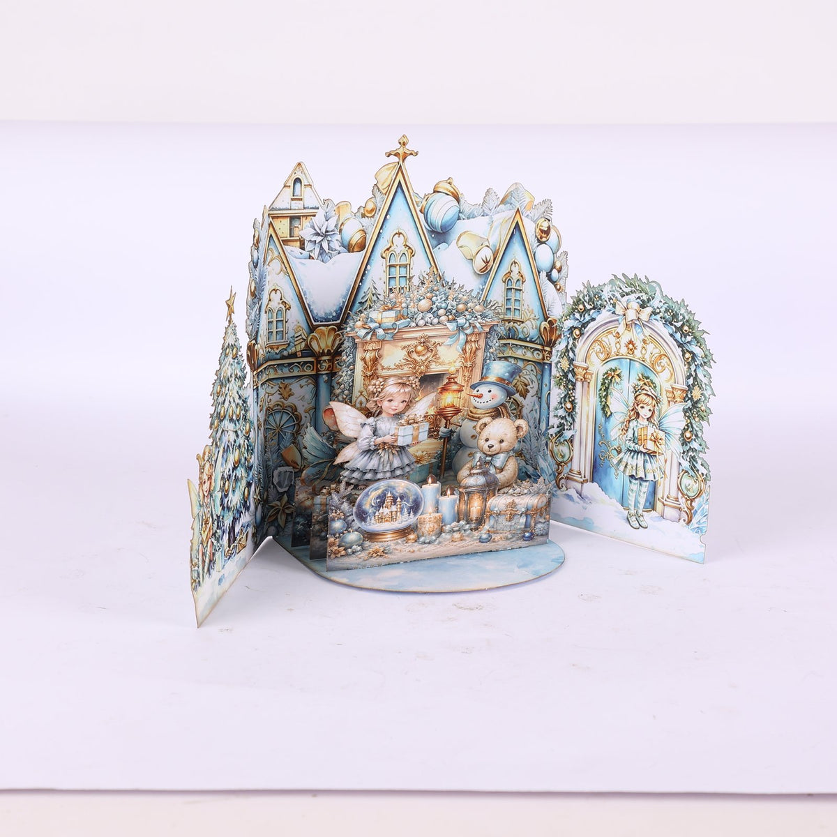 Blue Christmas Double Door Pop Up Card