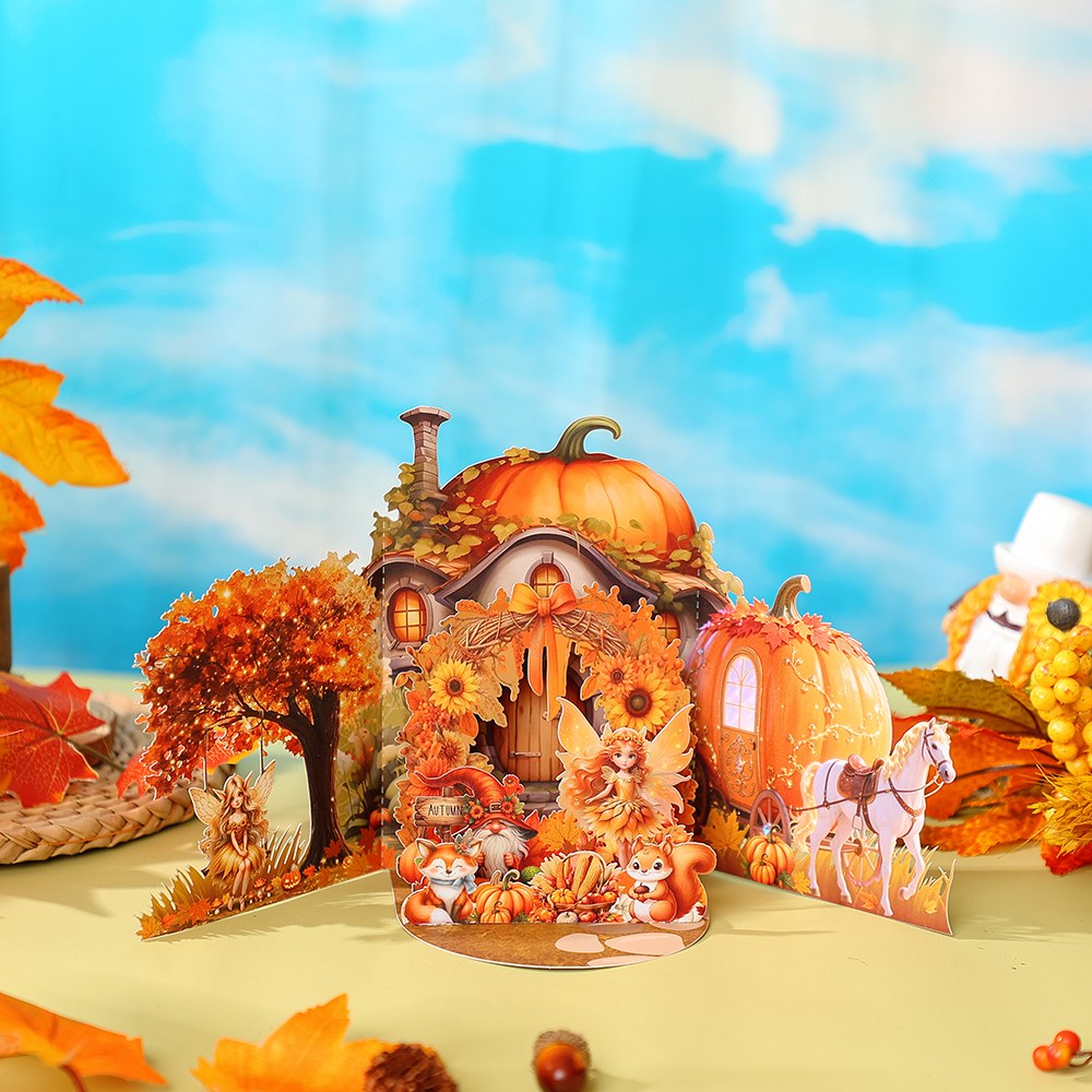 Thanksgiving Gnome Pumpkin Double Door Card