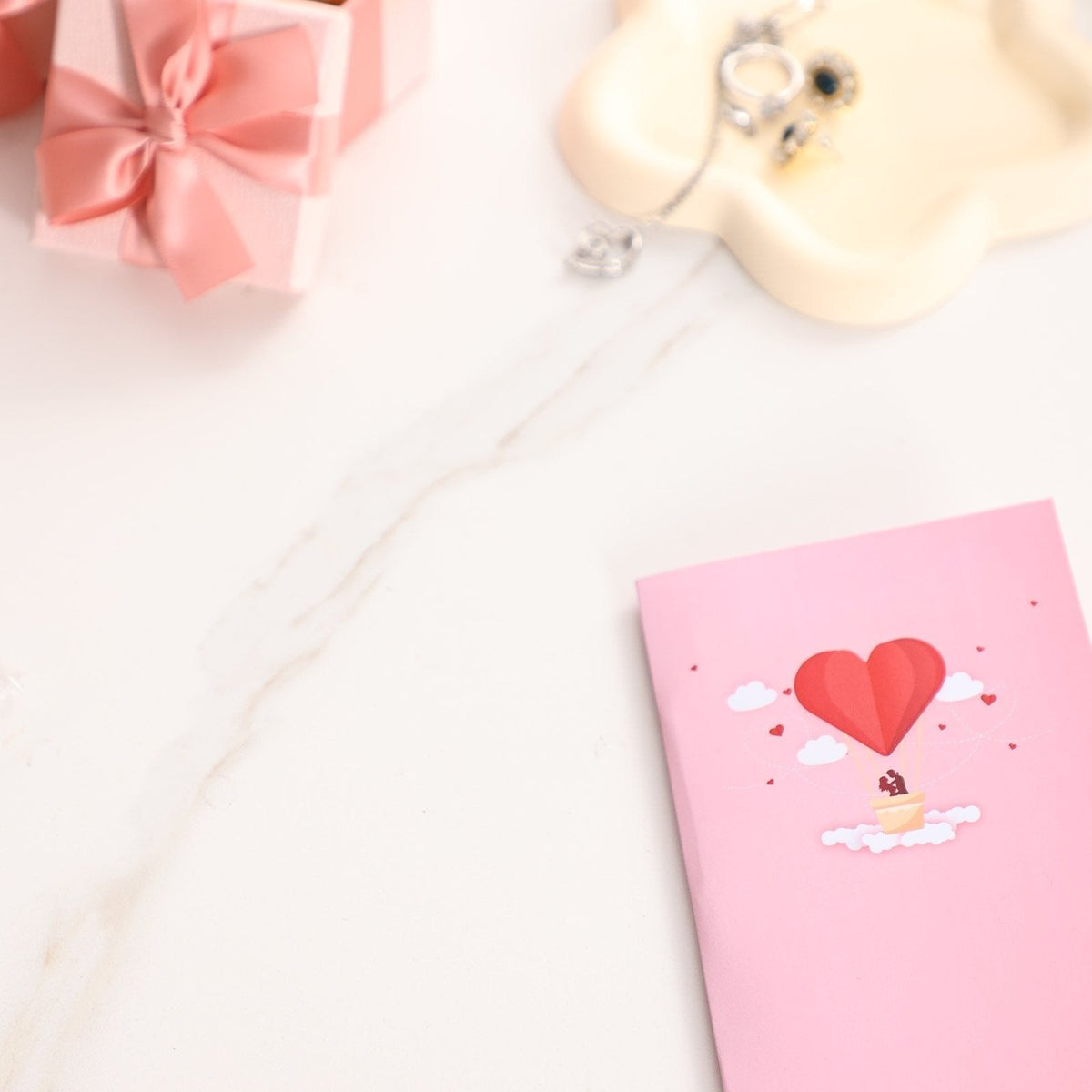 Valentine's Day Hot Air Balloon Honeycomb Greeting Card