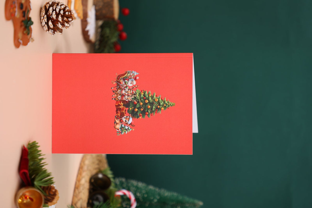 Red Christmas Tree Flip Pop Up Card