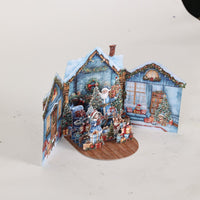 Blue Christmas Yard Double Door 3D Pop Up Card