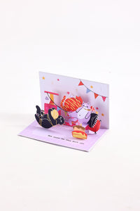 Cat Doesn't Care 90° 3D Pop Up Card