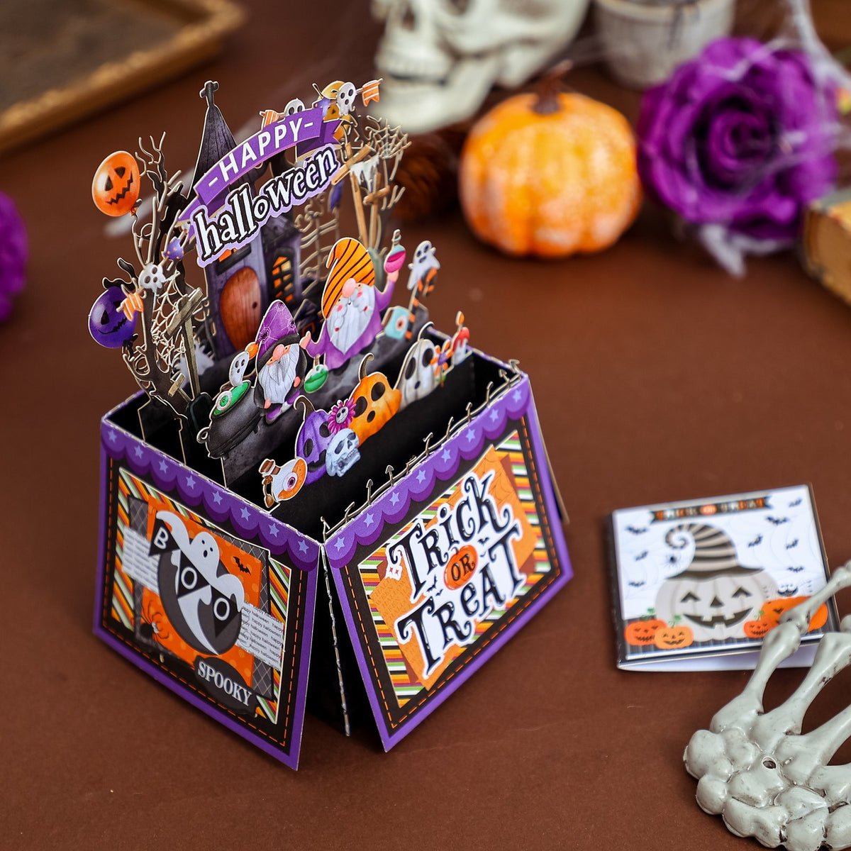 Halloween Gnome Box Purple Card