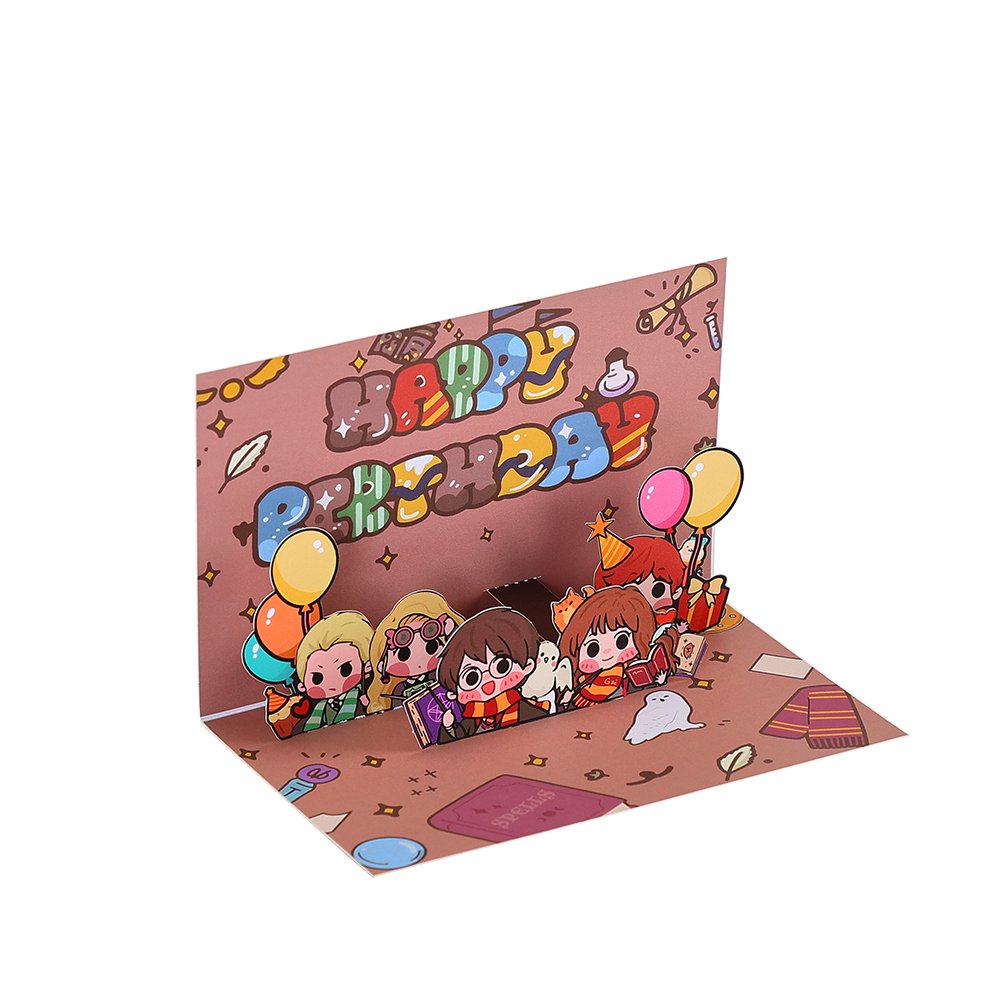 Burgundy Birthday Heart Flip Pop Up Card
