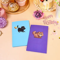 With Umbrella Cat Blue Pop Up Card