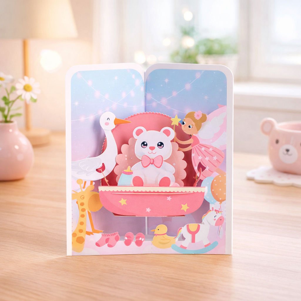 Baby Cradle 3D Pop Up Card