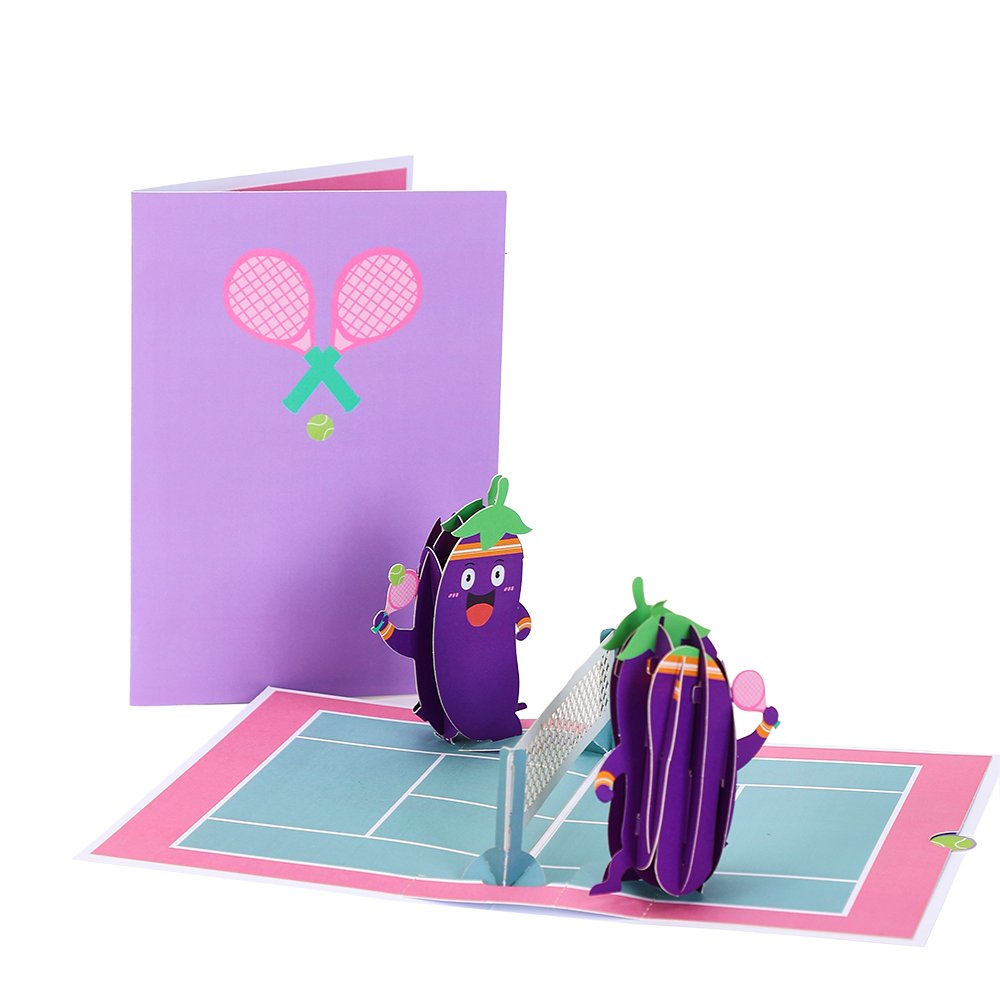 Eggplant Tennis Funny 3D Pop Up Card