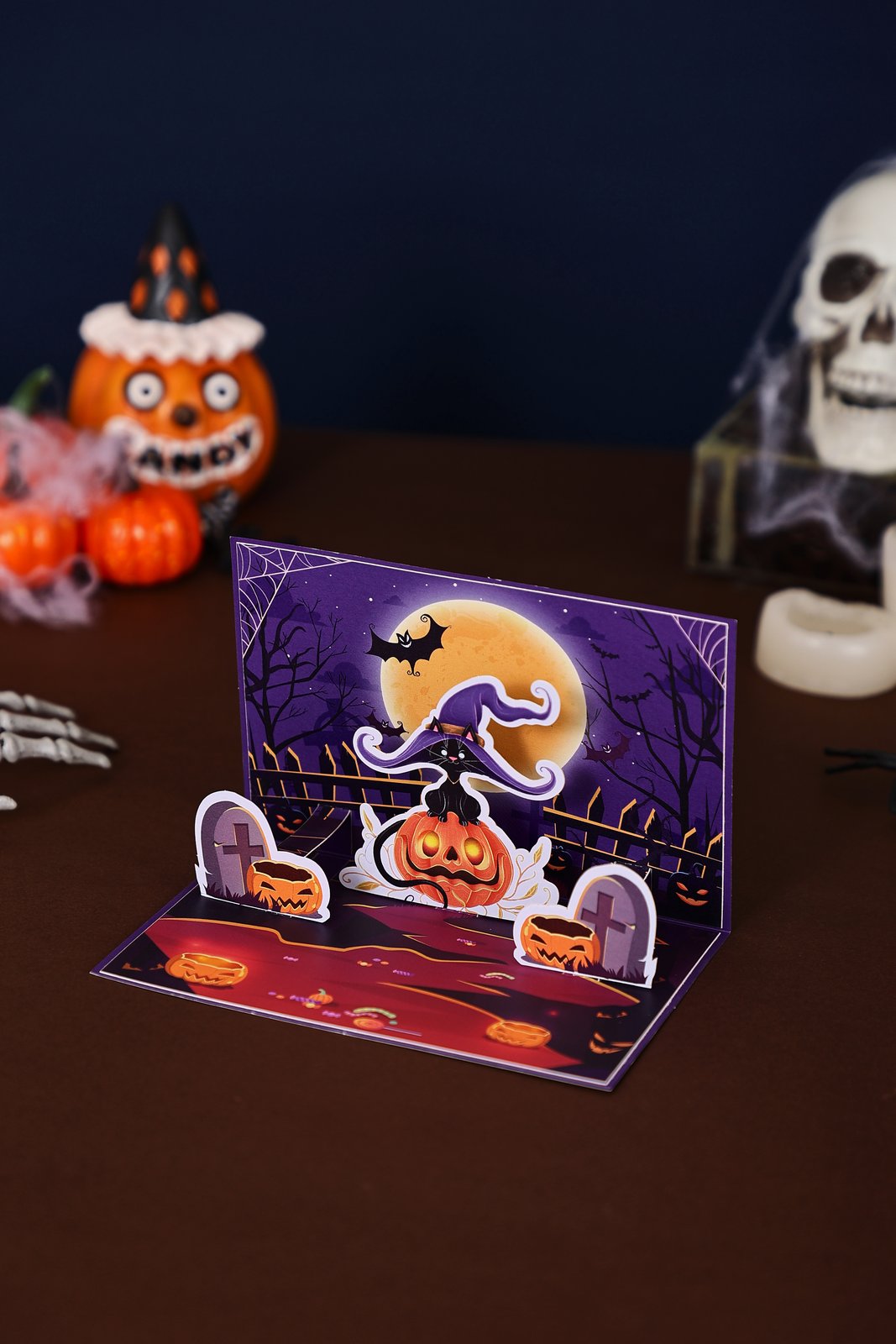 90° Cat Halloween Pop Up Card