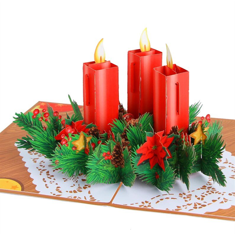 Christmas Candle Flip Pop Up Card