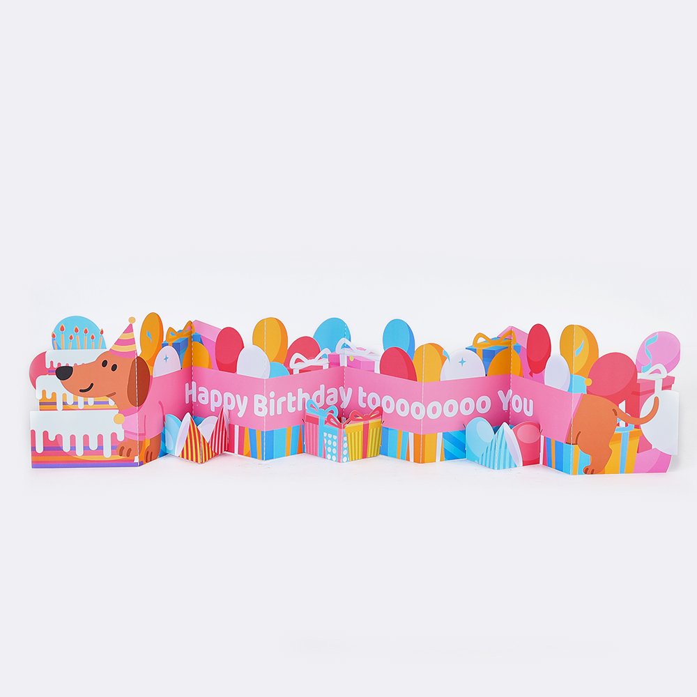 Puppy Birthday Cake Flip Pop Up Card