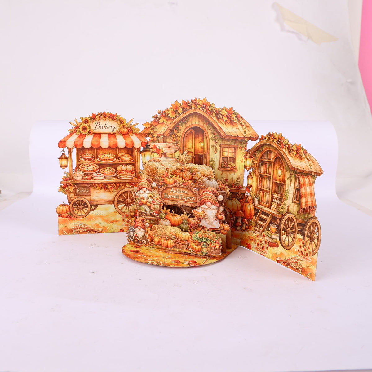Autumn Gnome Harvest Double Door Pop Up Card