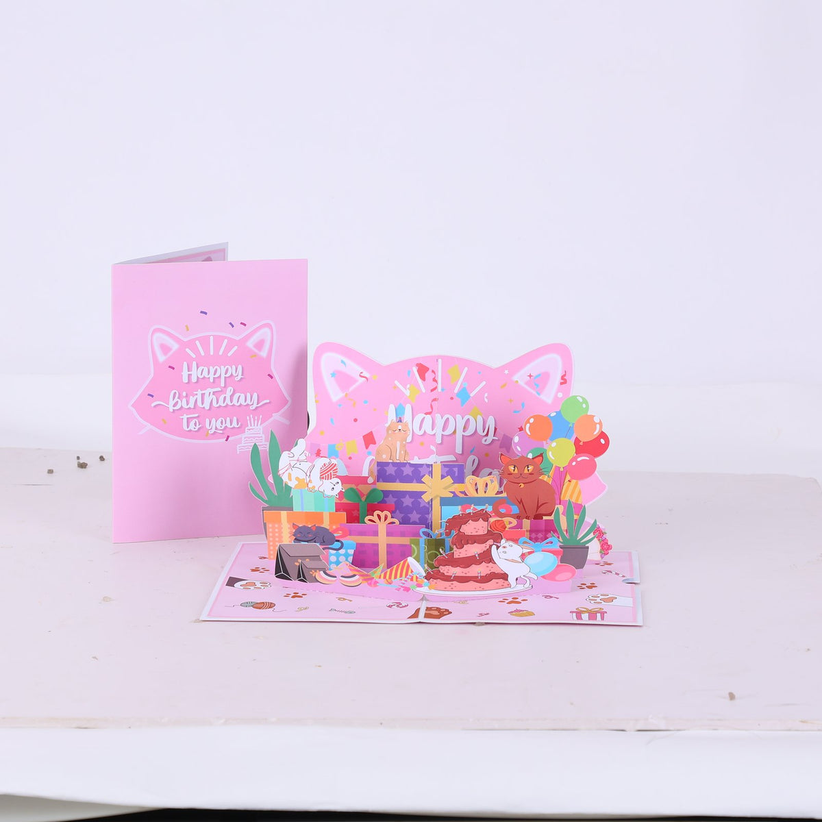 Cat Egg Birthday Party 3D Pop Up Card