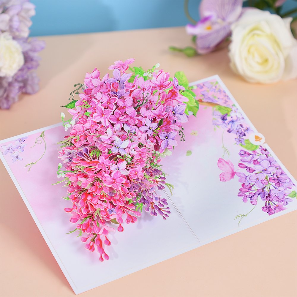 Pink Wisteria Flip Pop Up Card