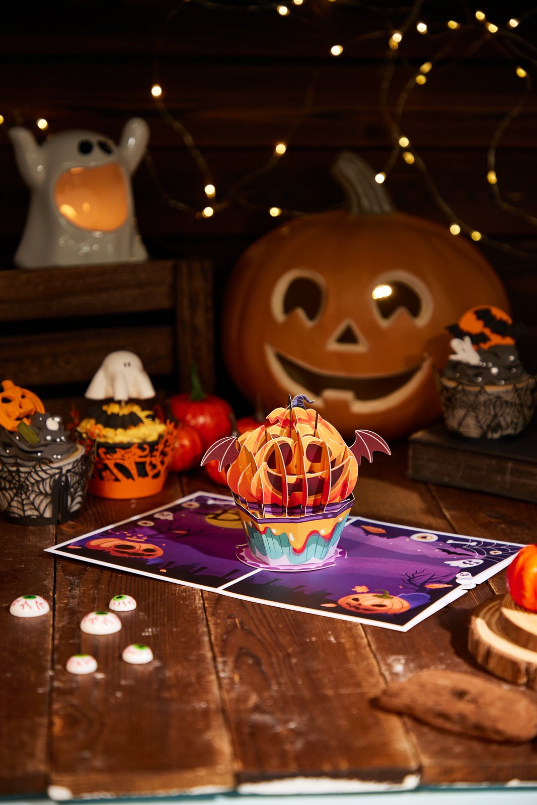 Halloween Pumpkin Cupcake Pop Up Card