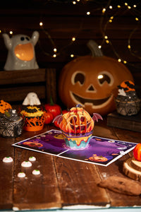 Halloween Pumpkin Cupcake Pop Up Card