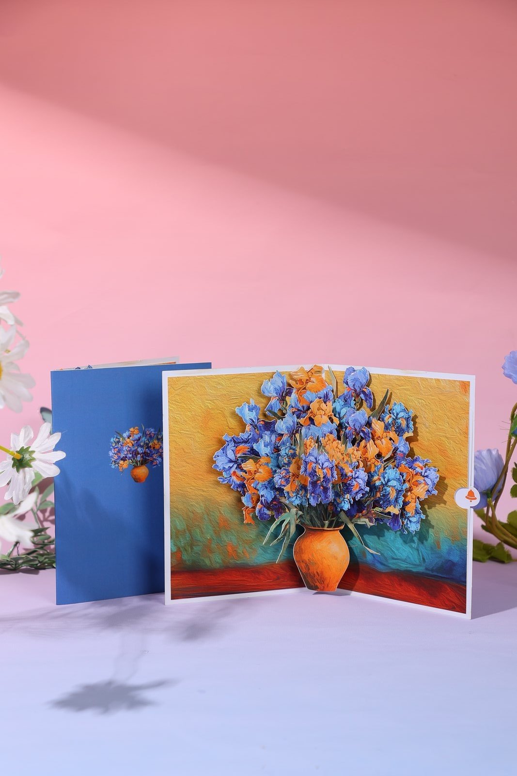 Blue Flower Bouquet Flip Pop Up Card