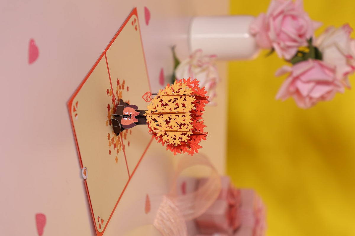Squirrel Couple Love Tree 3D Pop Up Card