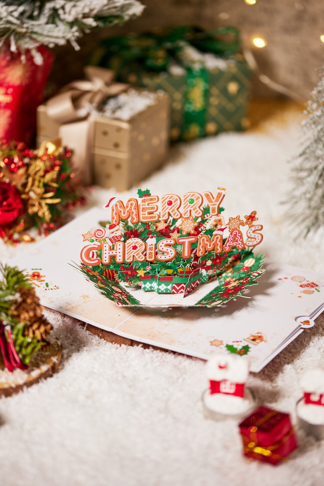 Christmas Happy Floral Wreath Greeting Card