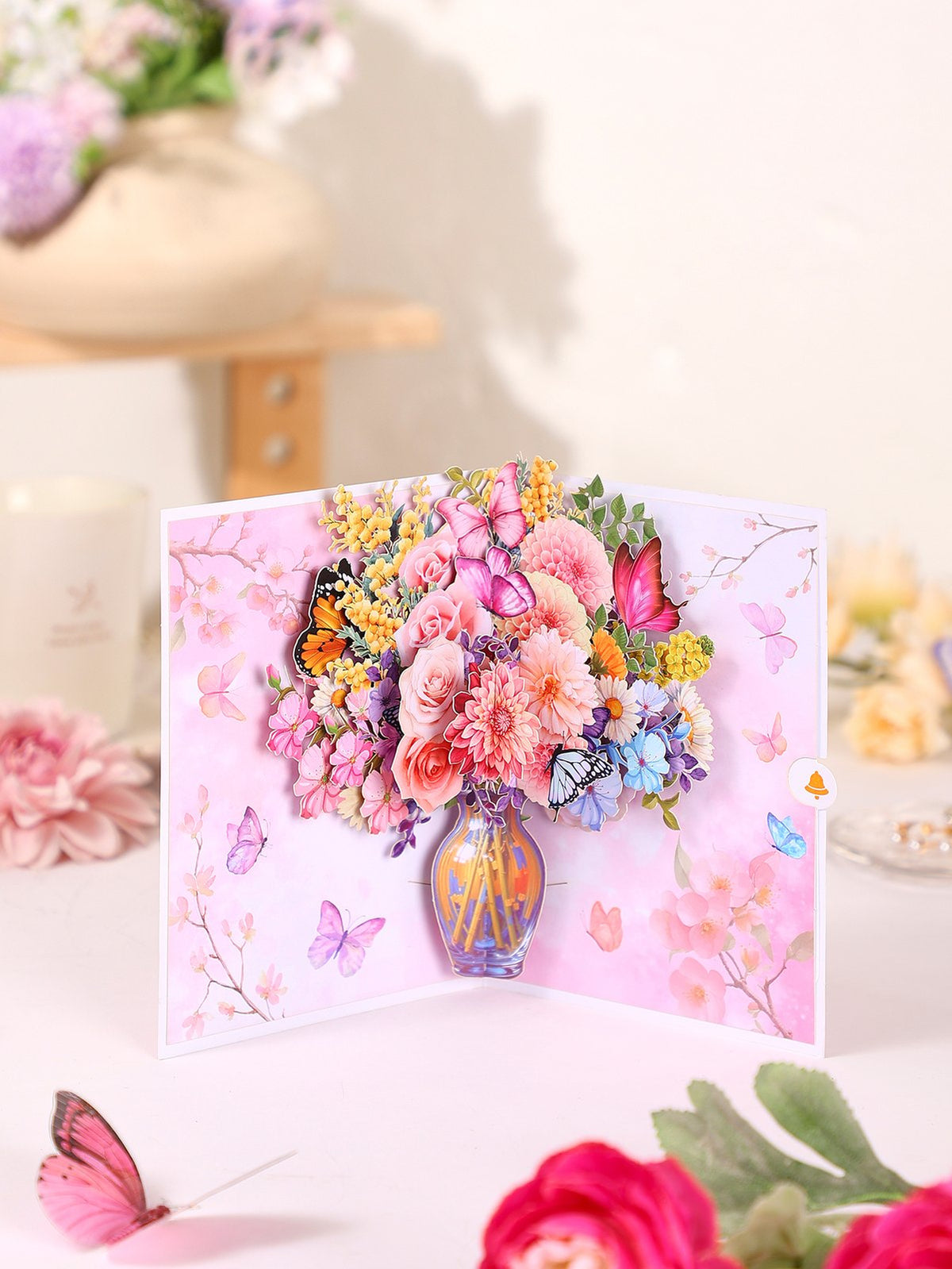 Dahlia Flower Vase 3D Pop Up Card