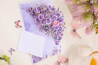 Purple Rose Branch 3D Pop Up Card