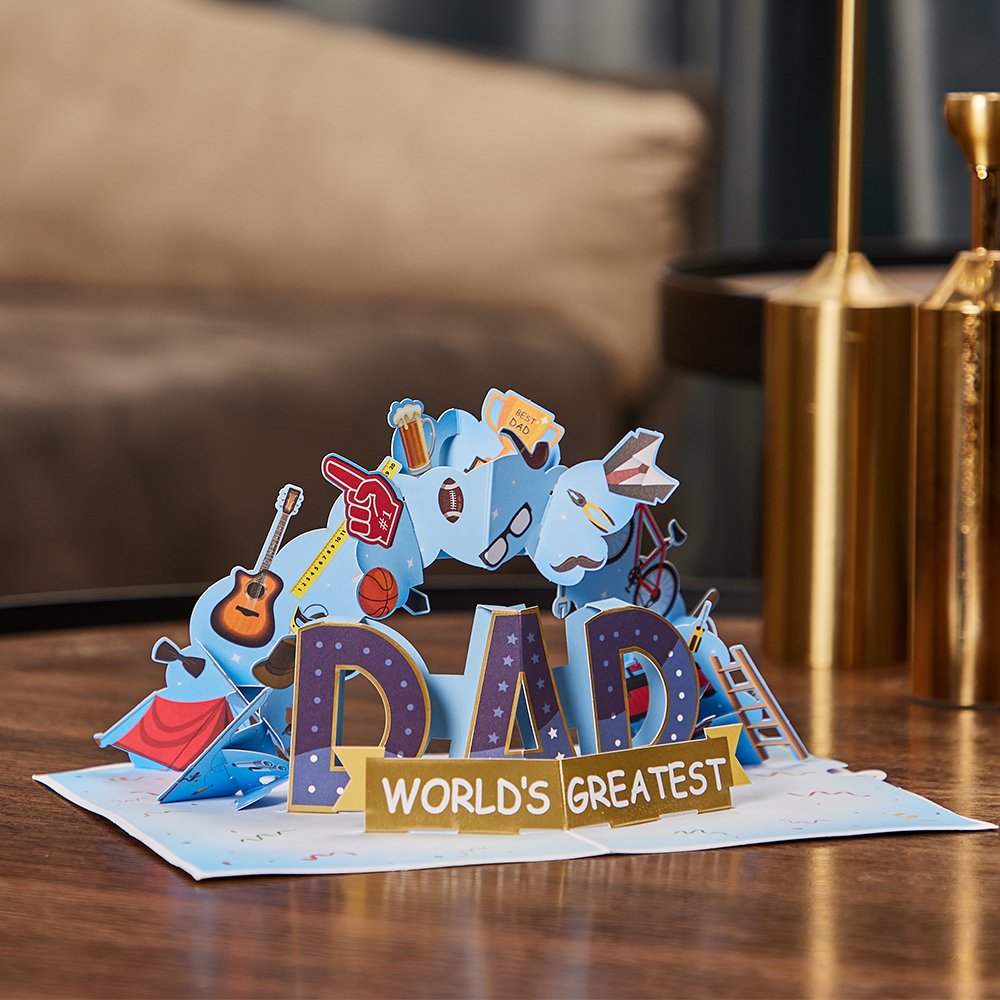 Blue Father's Day Flip Pop Up Card