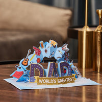 Blue Father's Day Flip Pop Up Card