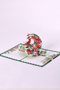Green Cardinal Crescent Moon 3D Pop Up Card