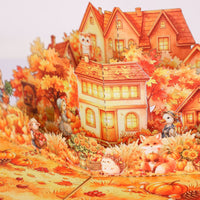 Autumn Animals Woods House Greeting Card