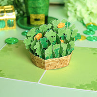 Advanced Equipment St. Patrick's Day 3D Pop-Up Card Clover Basket with Gold Coins Greeting Card