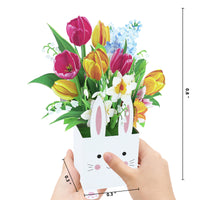 Factory Low MOQ Bunny Lily Blooming Flower Box 3D Pop-up Card Easter Floral Greeting Card