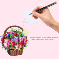 Advanced Equipment Vibrant Mixed Flower 3D Pop-Up Basket Flower Bouquet Forever Floral 3D Greeting Card