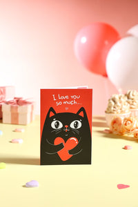 90° Cat Love Greeting Card
