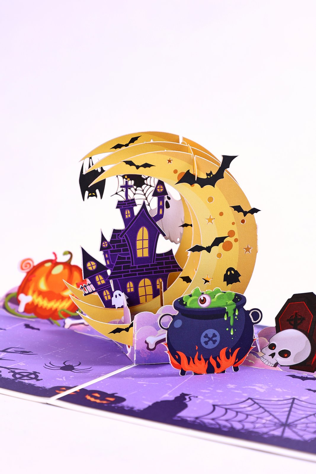 Halloween Crescent Moon Castle 3D Pop Up Card