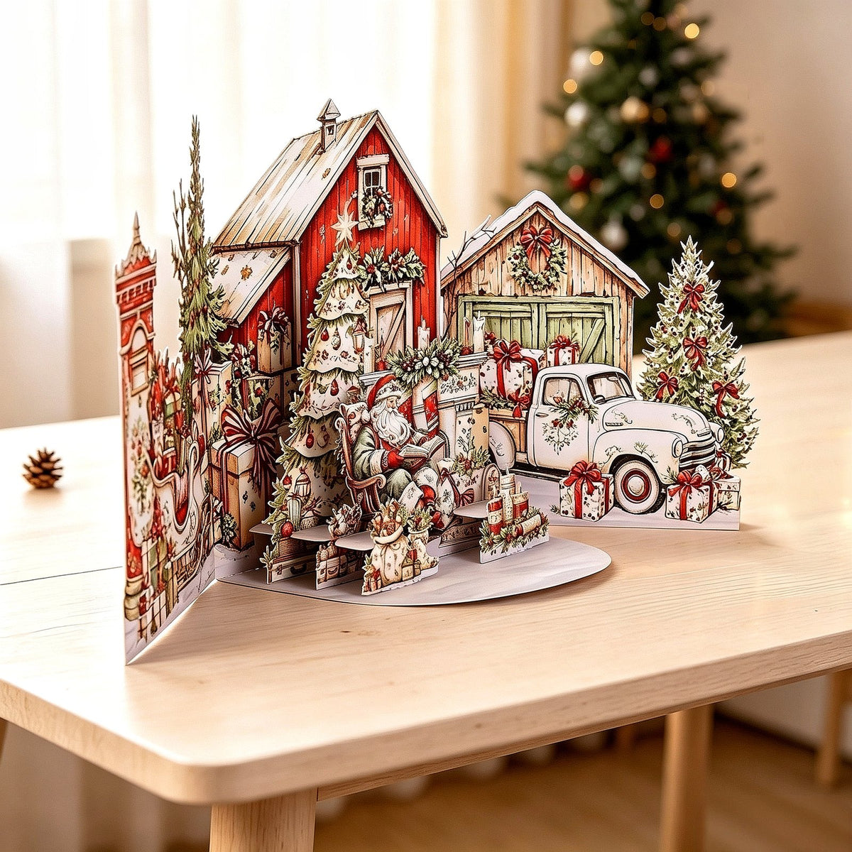 Vintage Santa Claus House Double Door Card