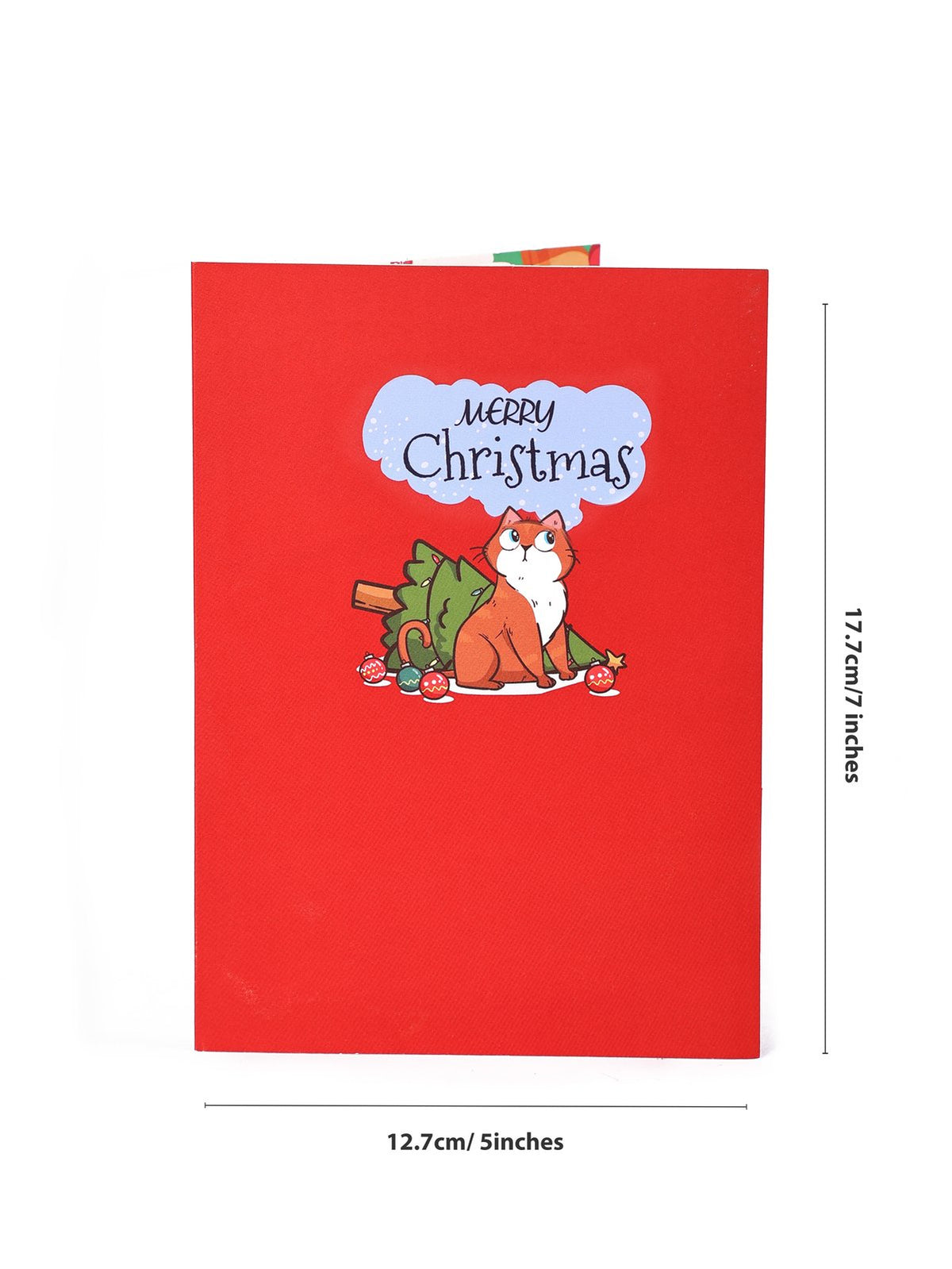 Christmas Tree Cat Crescent Moon 3D Pop Up Card