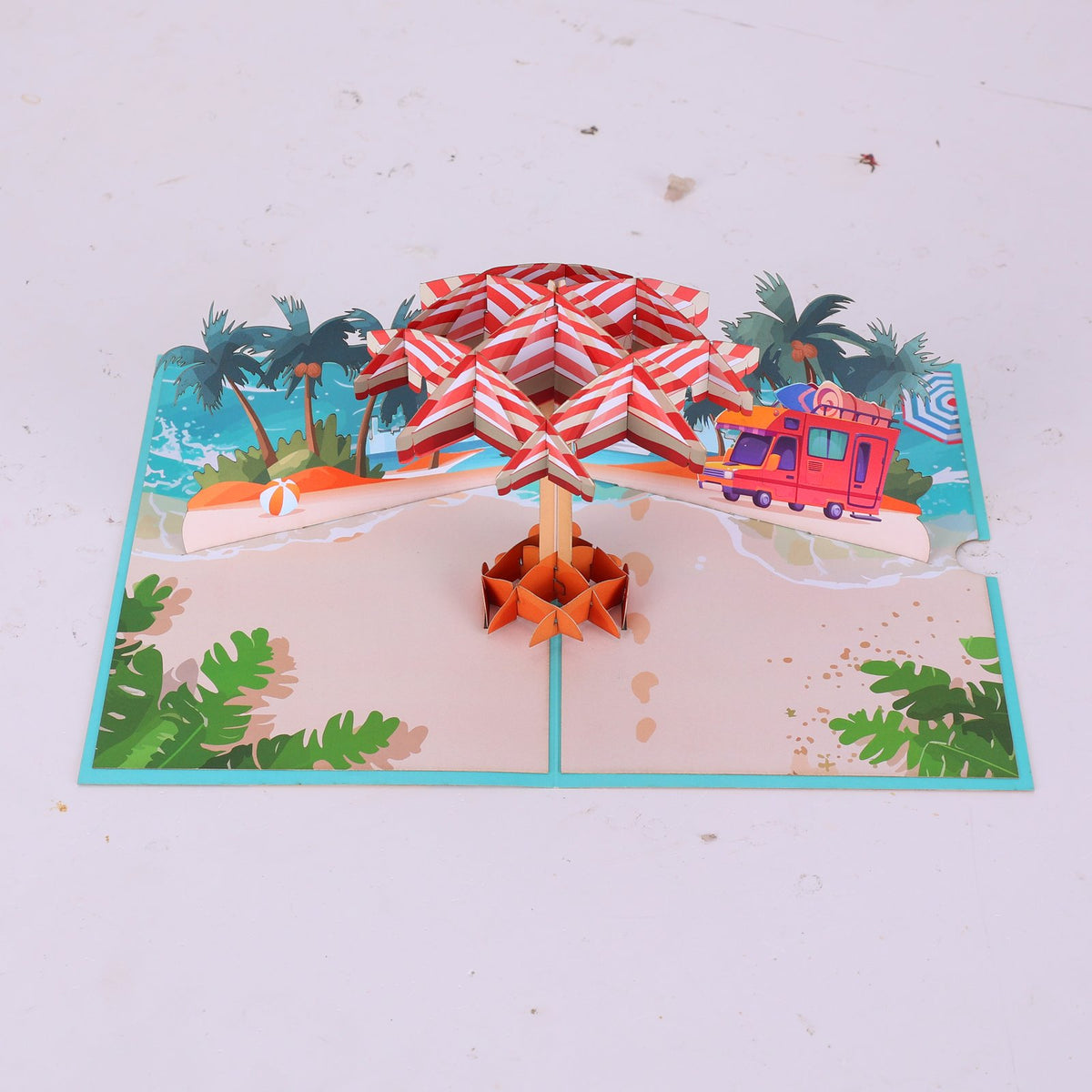Summer Beach Party Umbrella 3D Pop Up Card