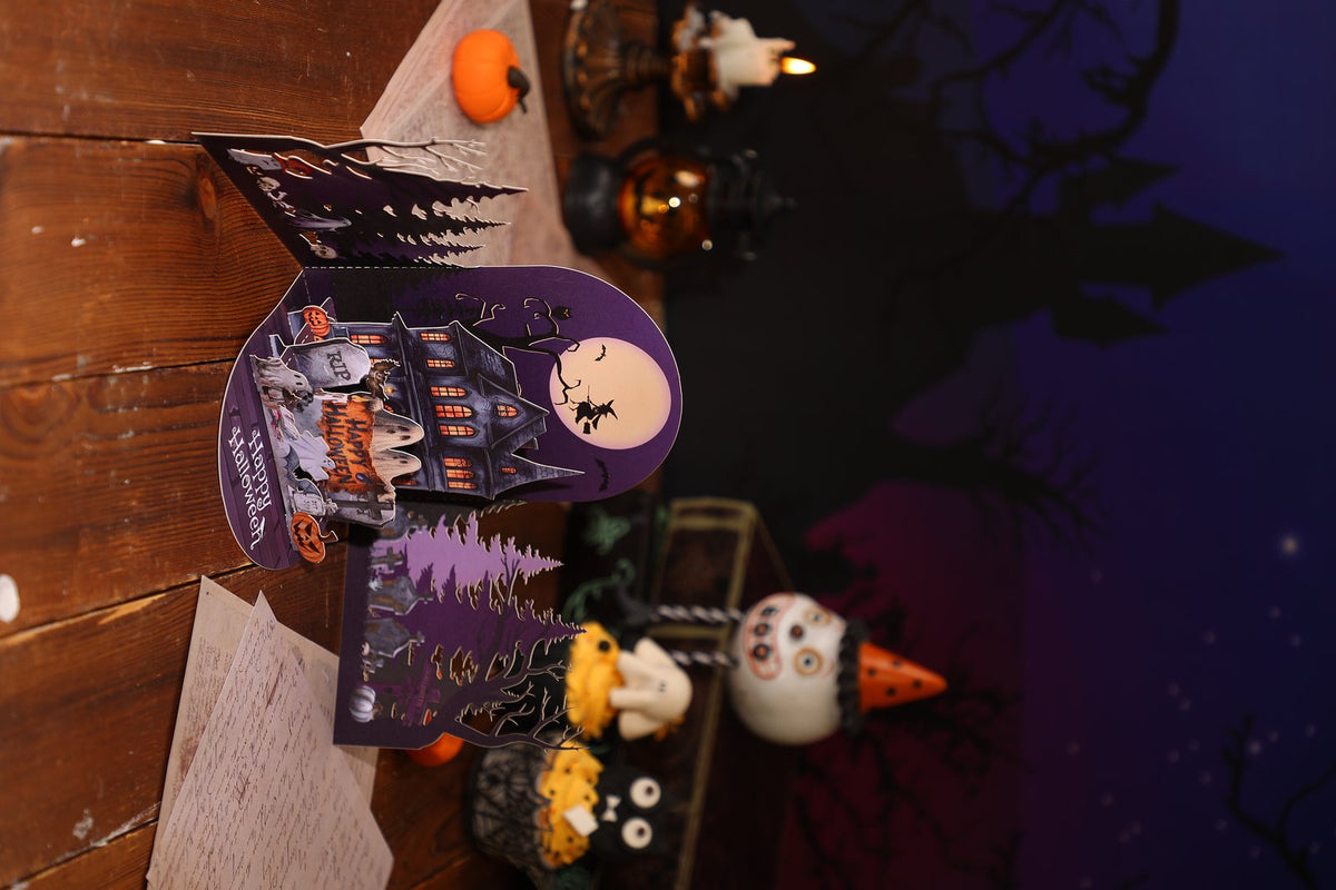 Halloween Night Witch Cottage 3D Pop Up Card